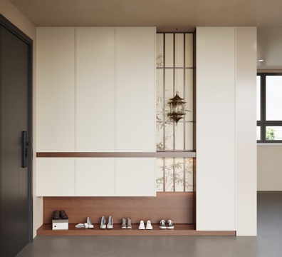  新中式玄关鞋柜su模型 