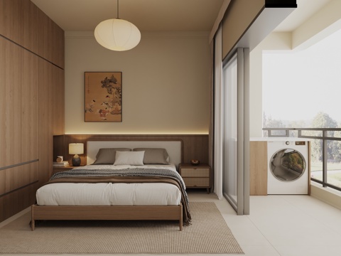  宋代美学阳台卧室3d模型 