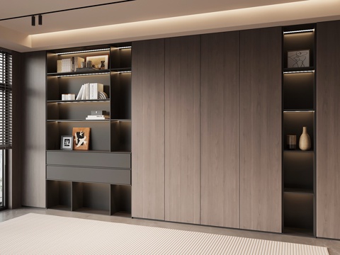 现代意式书柜su模型