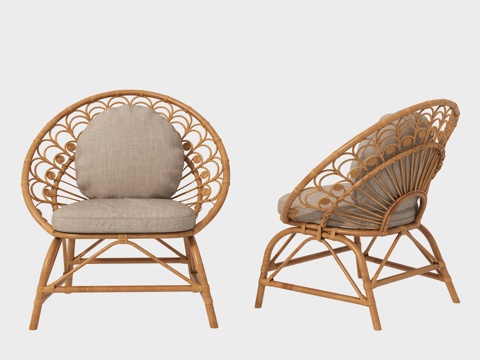  现代竹艺休闲单人椅3d模型3d模型 