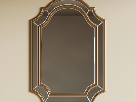  法式复古镜子 化妆镜 梳妆镜3d模型 