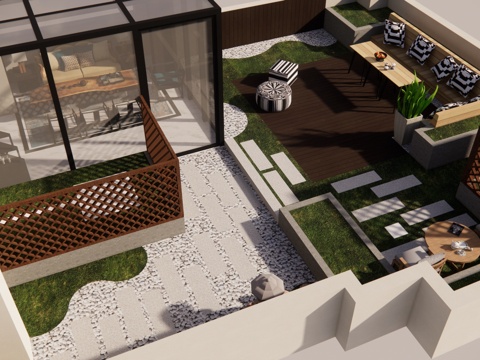 微景观 造景 草坪灯 室内景观 阳光房su模型