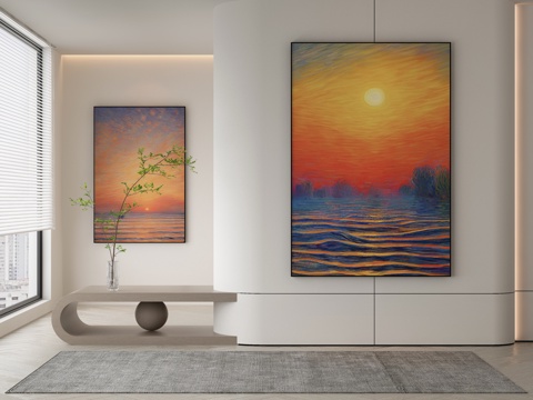  侘寂挂画 油画3d模型 