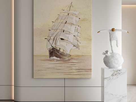  侘寂挂画 油画3d模型 