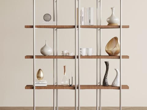 中古风置物架 书架 摆件su模型