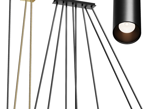  现代极简金属吸顶灯 射灯3d模型 