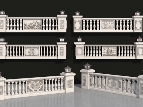 葫芦花瓶 花瓶栏杆 柱灯su模型