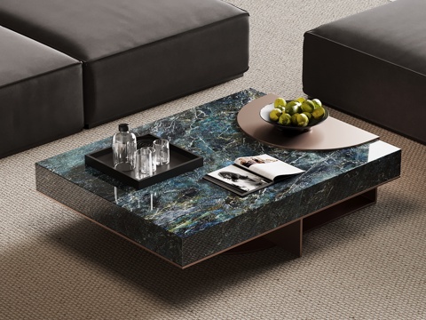 现代意式茶几 大理石茶几su模型