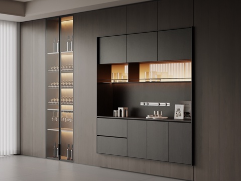  现代酒柜 餐边柜su模型 