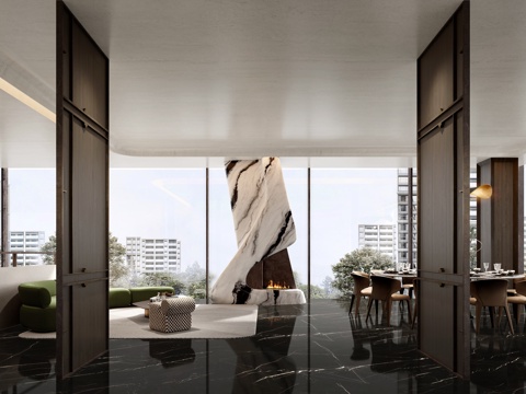  现代酒店宴会厅3d模型 