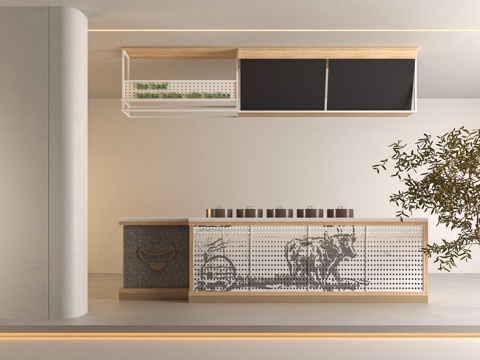  现代收银台 吧台 接待台 公司前台 服务台 吊架3d模型 