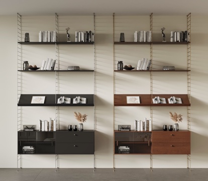  法式复古书架 置物架 现代书架3d模型 