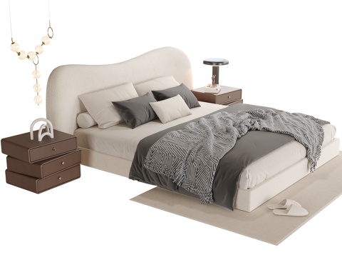  现代儿童床 床头柜3d模型 