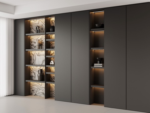  现代意式茶柜 书柜3d模型 