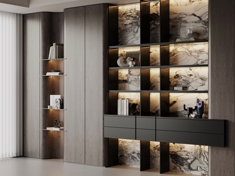  现代书柜3d模型 