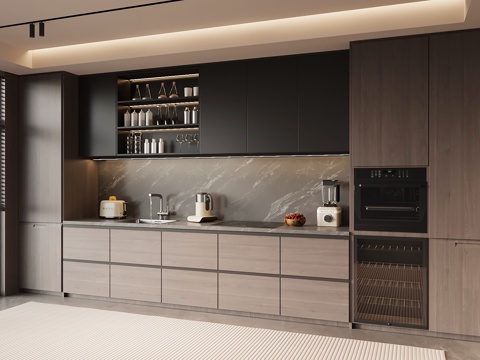 现代意式橱柜 酒柜su模型