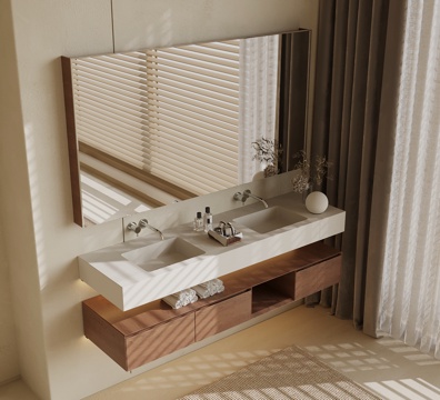  中古风浴室柜3d模型 