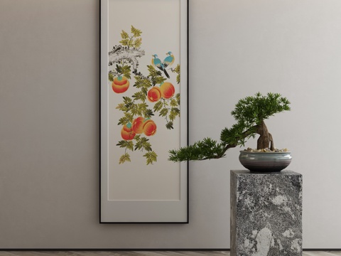  新中式侘寂挂画 油画3d模型 