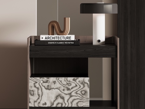 现代意式床头柜su模型