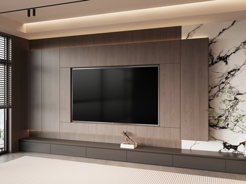  现代意式电视背景墙 电视柜3d模型 
