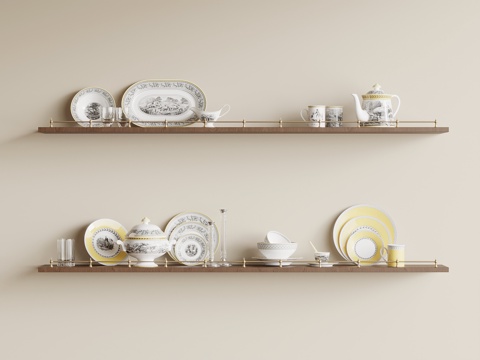  法式复古墙饰 摆件 置物架3d模型 