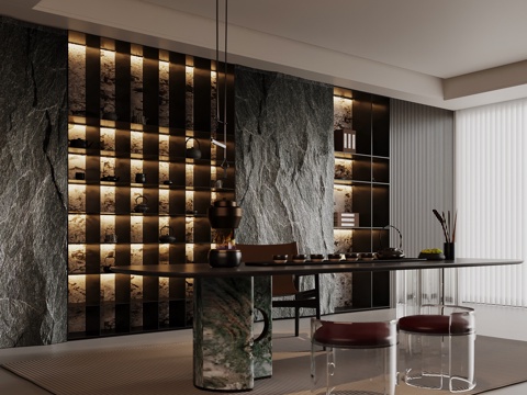  现代茶室 茶桌椅 茶叶柜3d模型 