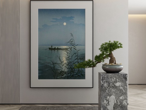  新中式侘寂挂画 油画3d模型 