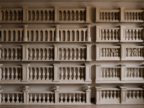 欧式宝瓶栏杆楼梯扶手大理石护栏su模型