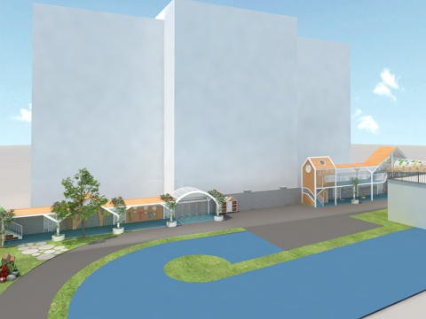  幼儿园户外连廊 攀爬墙 时光隧道 户外玩具3d模型 