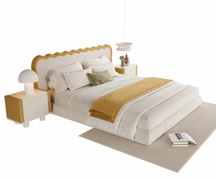  现代儿童床 单人床 儿童床头柜3d模型 