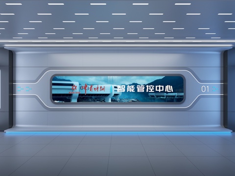  科技背景墙 现代形象墙 企业形象墙 展厅入口背景墙 科幻背景3d模型 