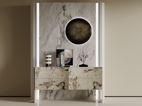  现代玄关柜 端景墙3d模型 