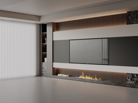  现代意式电视墙3d模型 