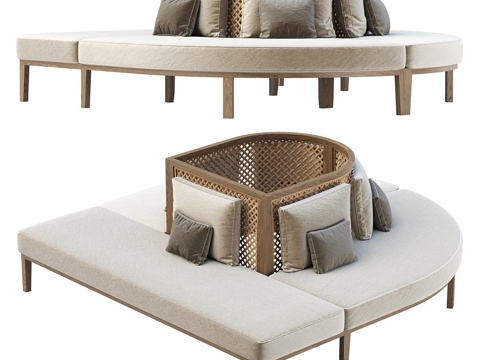  新中式卡座沙发 休闲沙发3d模型 