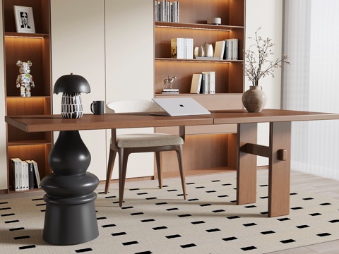 中古书桌椅 书柜 书房su模型