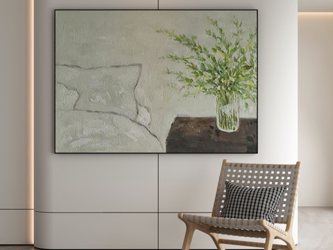  侘寂挂画 油画3d模型 