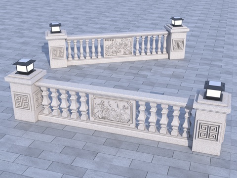  葫芦花瓶 花瓶栏杆 柱灯3d模型 