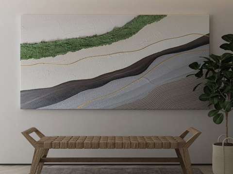  侘寂挂画 油画3d模型 