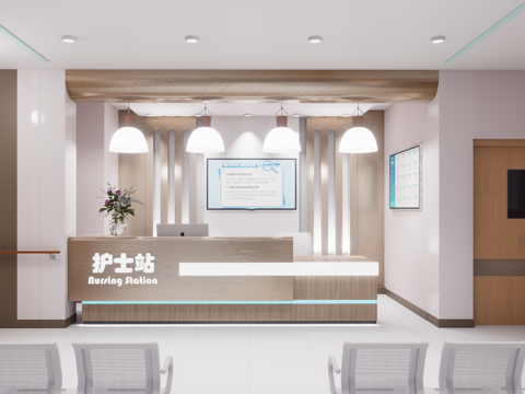 0070护士站 医院前台 咨询台 接待台su模型