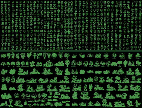 植物平面立面图库cad施工图