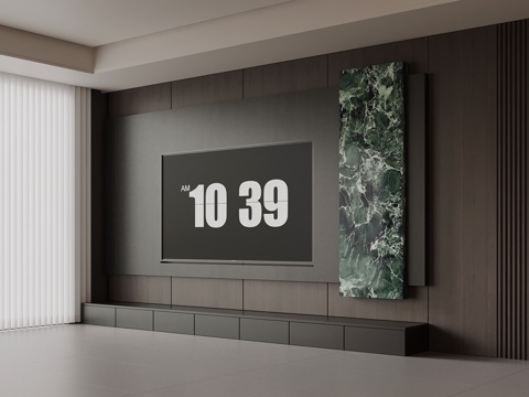 现代意式电视墙su模型