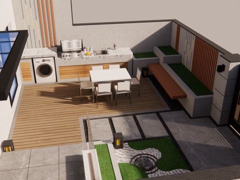 微景观 造景 草坪灯 室内景观 阳光房su模型