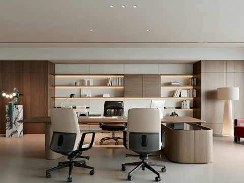  现代意式办公室 经理办公室 董事长办公室 老板椅 办公柜3d模型 