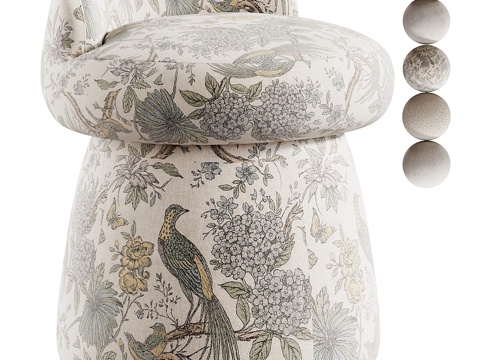  新中式 Vela 布艺皮革凳子3d模型 