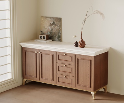 中古风玄关柜 边柜su模型