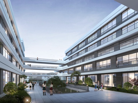  现代 职业学校 教学楼 建筑外观 学校3D模型3d模型 
