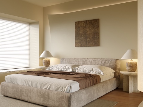  现代卧室3d模型 