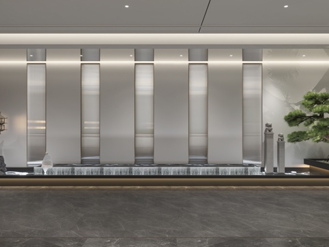  新中式景观 景观小品 室内造景 景观池 庭院景观 园林景观3d模型 