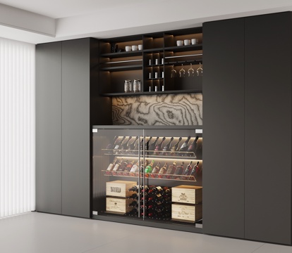  现代意式酒柜 餐边柜su模型 