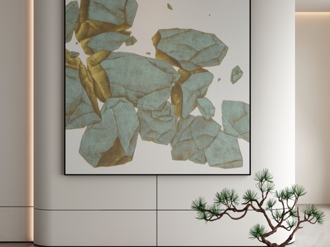  新中式侘寂挂画 油画3d模型 